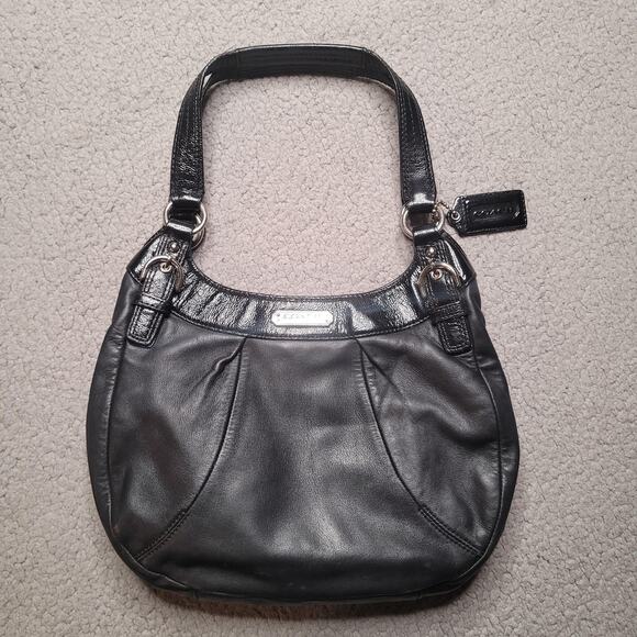 Coach Soho Handbag Black Leather Hobo Shoulder Top Handles Zip Slouchy - Picture 1 of 13